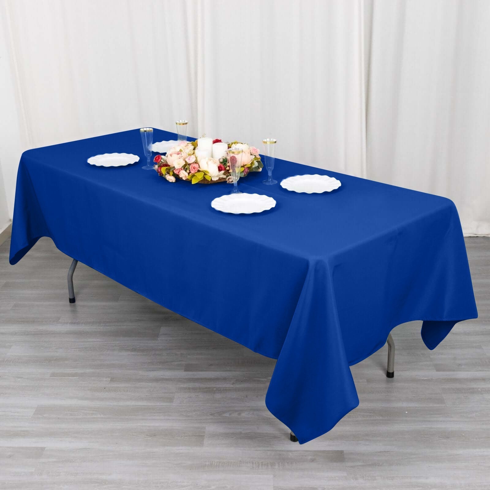 Cotton Blend 60"x102" Rectangle Tablecloth Royal Blue - Wrinkle - Resistant Table Cover - Bell Racket Store