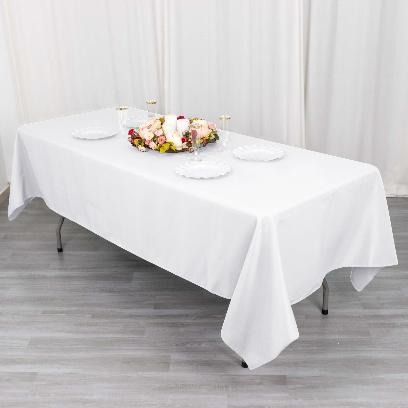 Cotton Blend 60"x102" Rectangle Tablecloth White - Wrinkle - Resistant Table Cover - Bell Racket Store