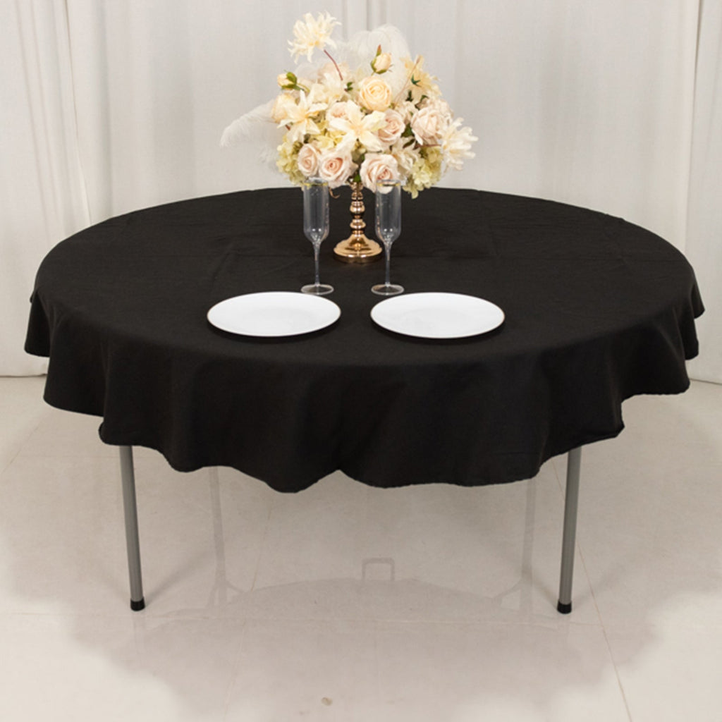 Cotton Blend 70" Round Tablecloth Black - Wrinkle - Resistant Table Cover - Bell Racket Store