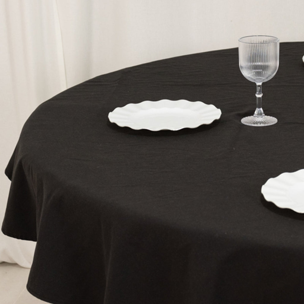 Cotton Blend 70" Round Tablecloth Black - Wrinkle - Resistant Table Cover - Bell Racket Store