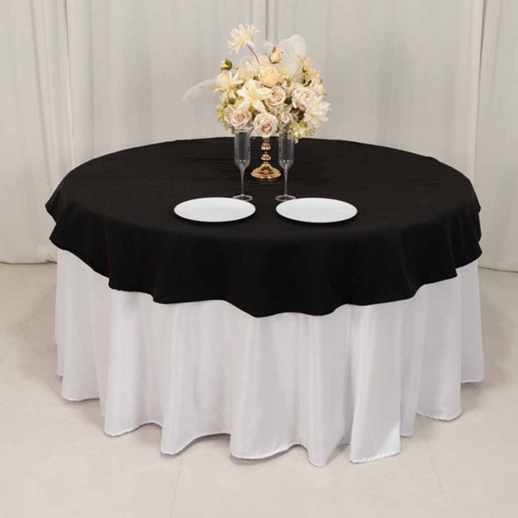Cotton Blend 70" Round Tablecloth Black - Wrinkle - Resistant Table Cover - Bell Racket Store