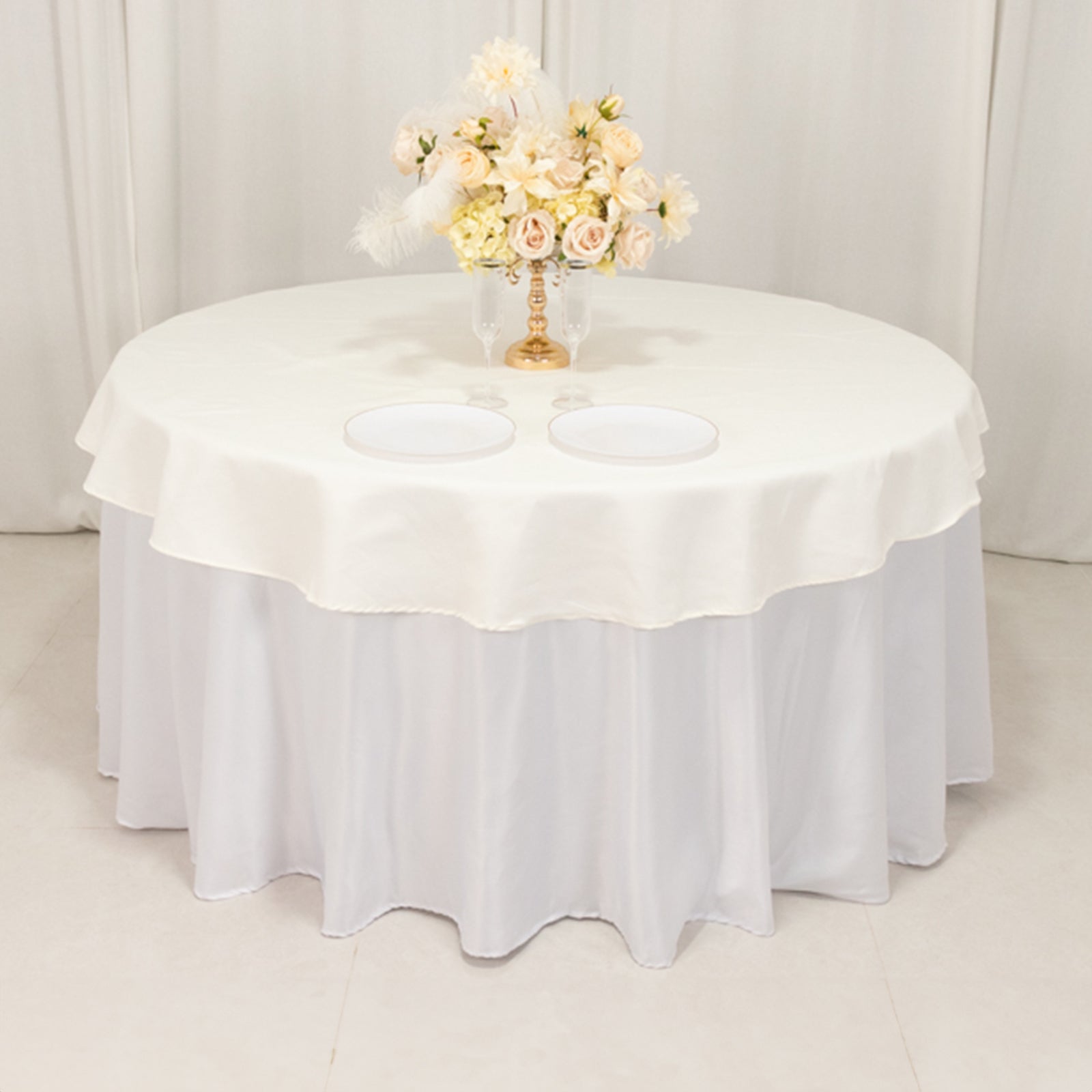 Cotton Blend 70" Round Tablecloth Ivory - Wrinkle - Resistant Table Cover - Bell Racket Store