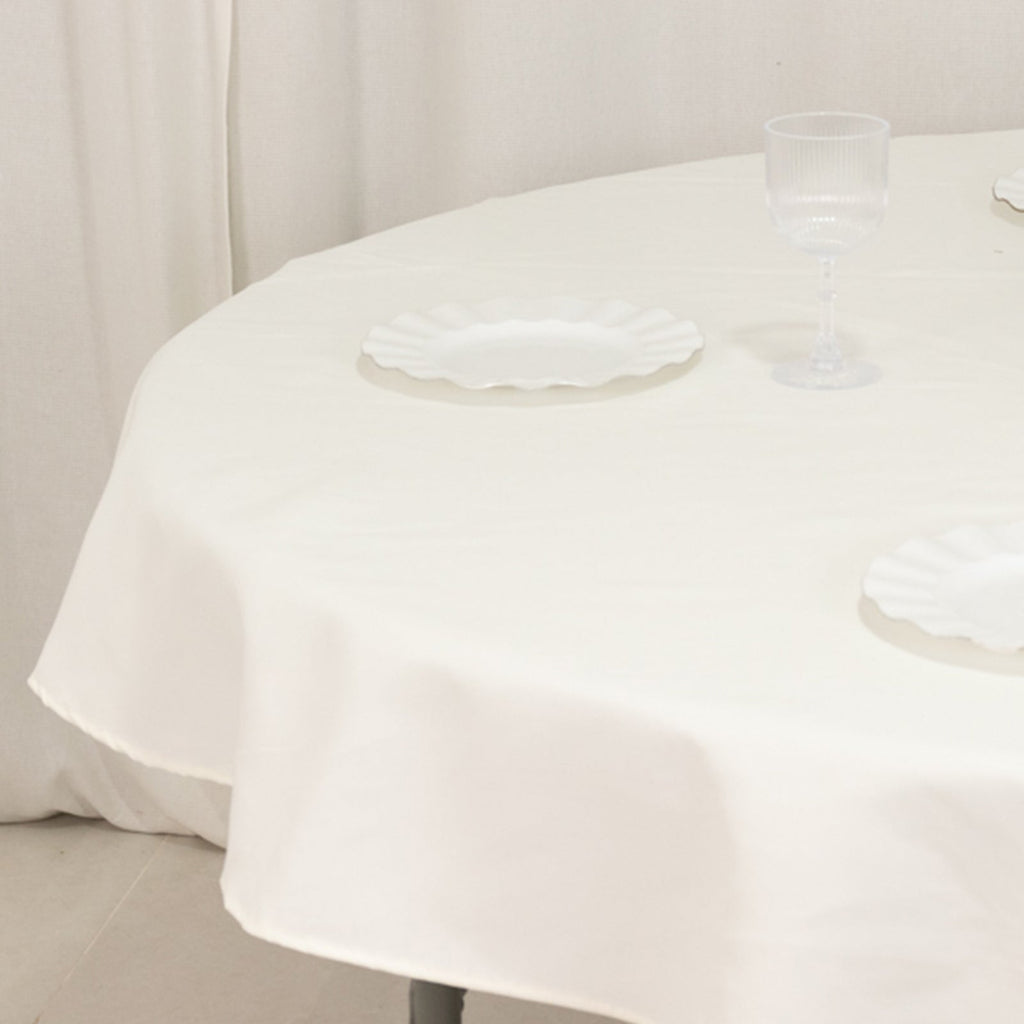 Cotton Blend 70" Round Tablecloth Ivory - Wrinkle - Resistant Table Cover - Bell Racket Store