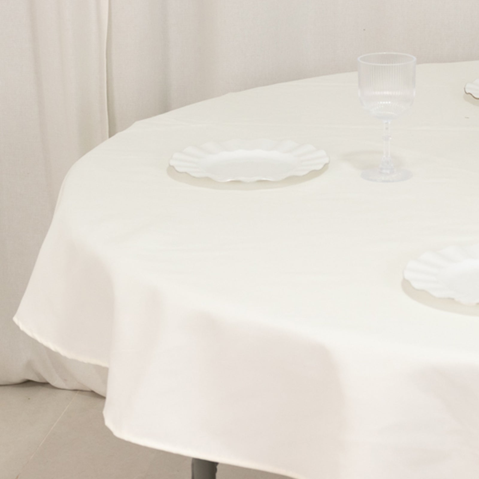 Cotton Blend 70" Round Tablecloth Ivory - Wrinkle - Resistant Table Cover - Bell Racket Store