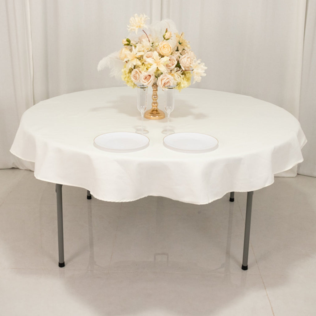Cotton Blend 70" Round Tablecloth Ivory - Wrinkle - Resistant Table Cover - Bell Racket Store