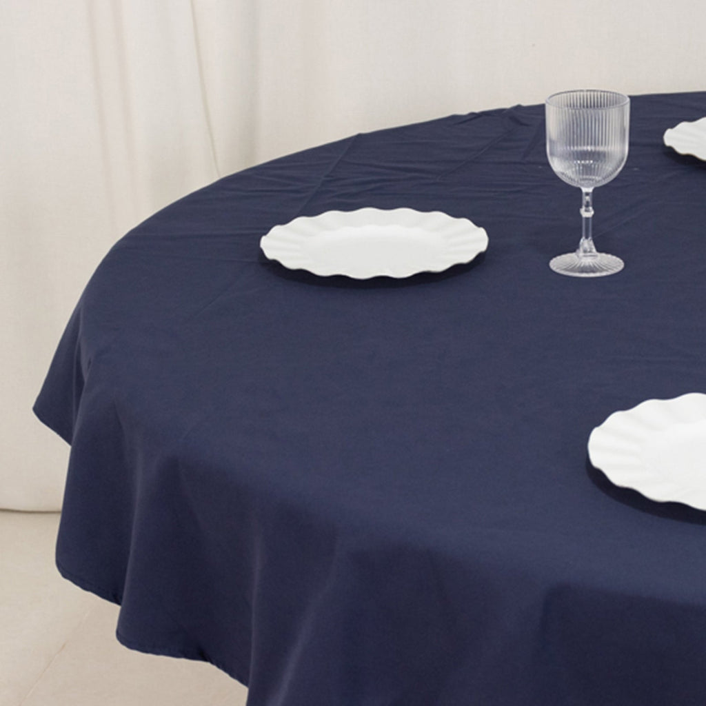 Cotton Blend 70" Round Tablecloth Navy Blue - Wrinkle - Resistant Table Cover - Bell Racket Store