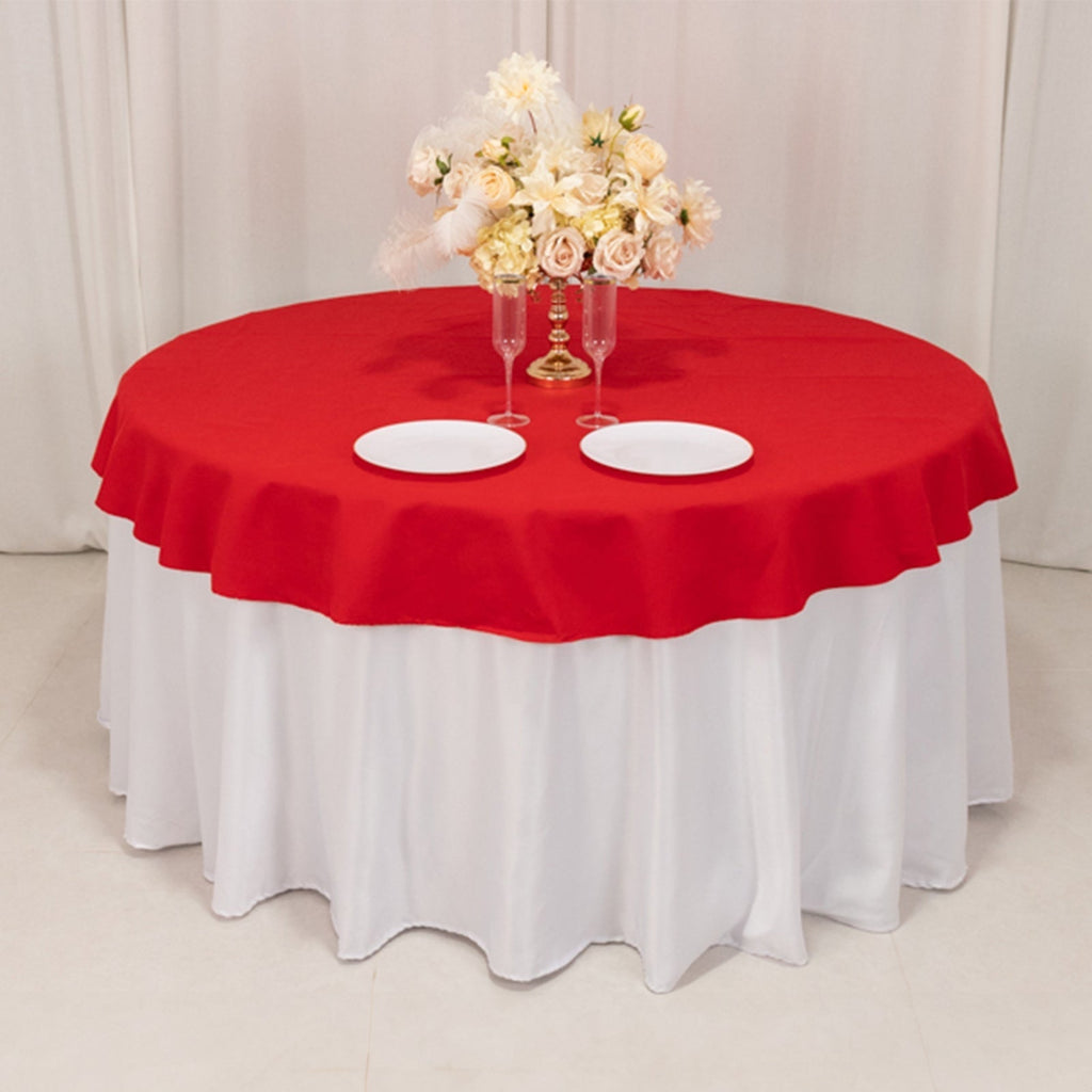 Cotton Blend 70" Round Tablecloth Red - Wrinkle - Resistant Table Cover - Bell Racket Store