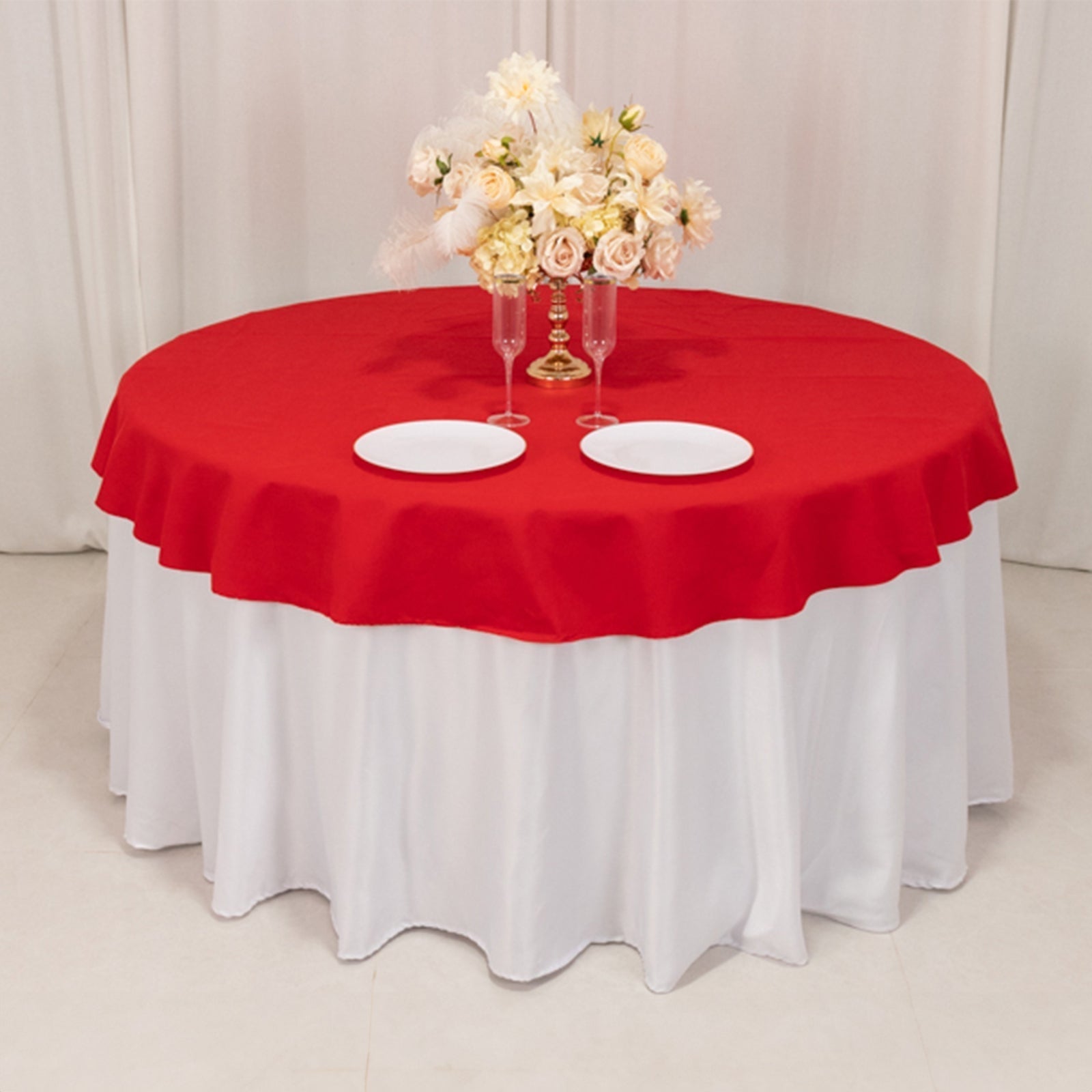 Cotton Blend 70" Round Tablecloth Red - Wrinkle - Resistant Table Cover - Bell Racket Store