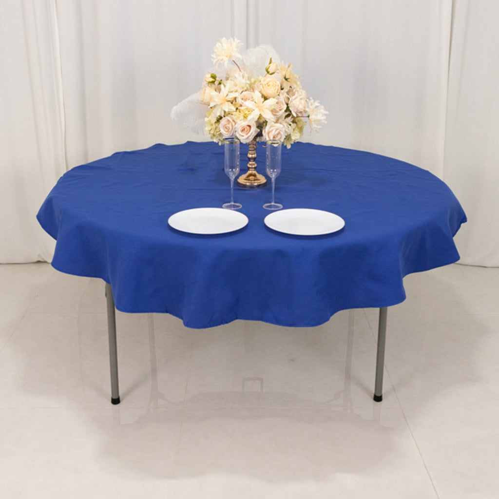 Cotton Blend 70" Round Tablecloth Royal Blue - Wrinkle - Resistant Table Cover - Bell Racket Store