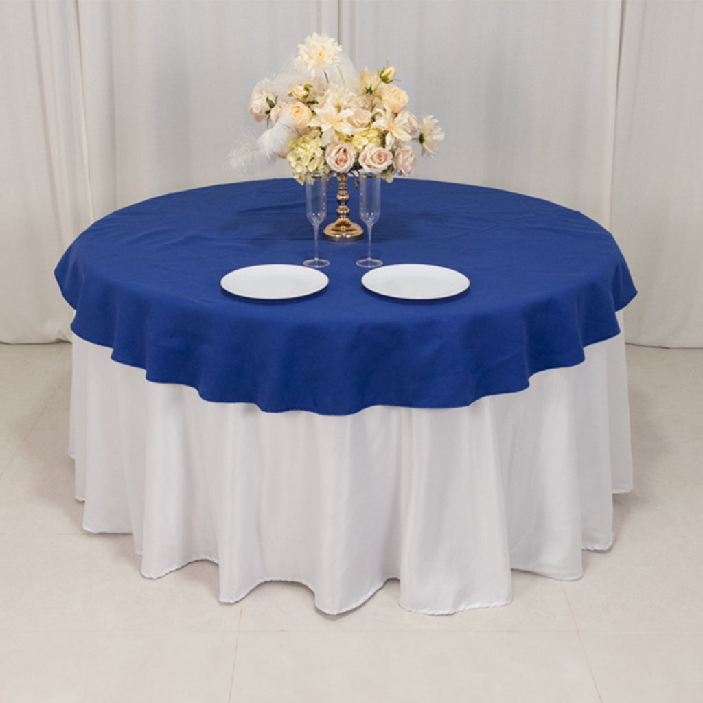 Cotton Blend 70" Round Tablecloth Royal Blue - Wrinkle - Resistant Table Cover - Bell Racket Store