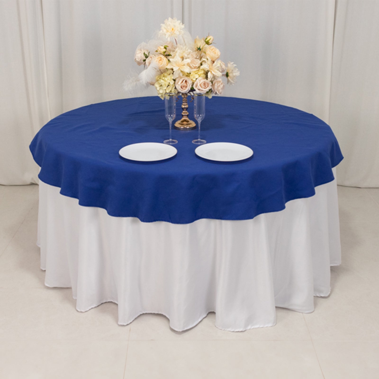 Cotton Blend 70" Round Tablecloth Royal Blue - Wrinkle - Resistant Table Cover - Bell Racket Store