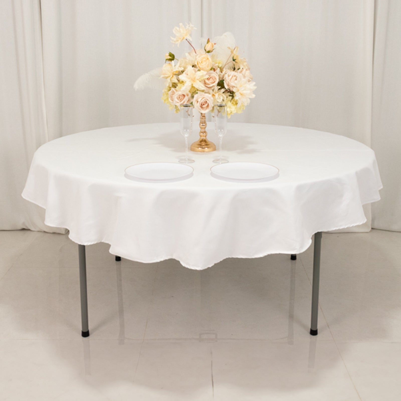 Cotton Blend 70" Round Tablecloth White - Wrinkle - Resistant Design for Everyday Use - Bell Racket Store