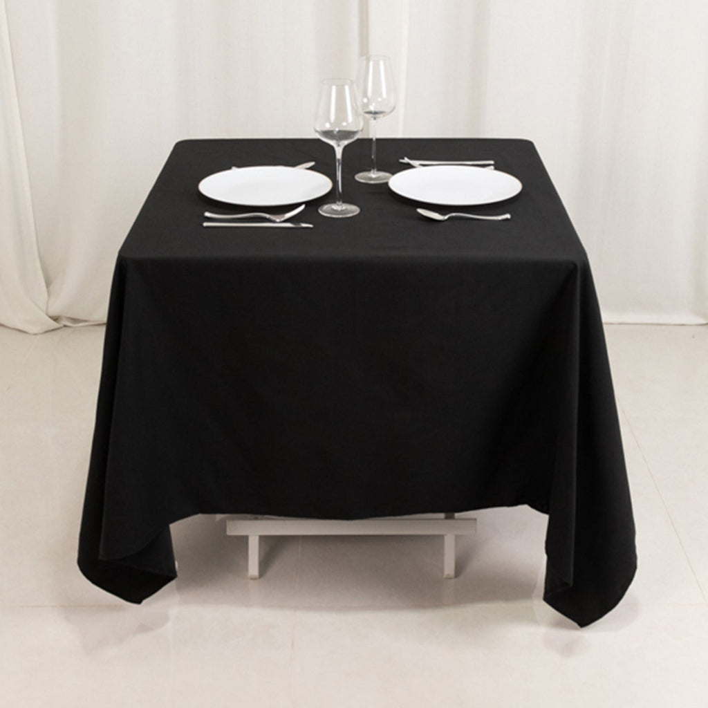 Cotton Blend 70"x70" Square Tablecloth Black - Wrinkle - Resistant Fabric Table Cover - Bell Racket Store