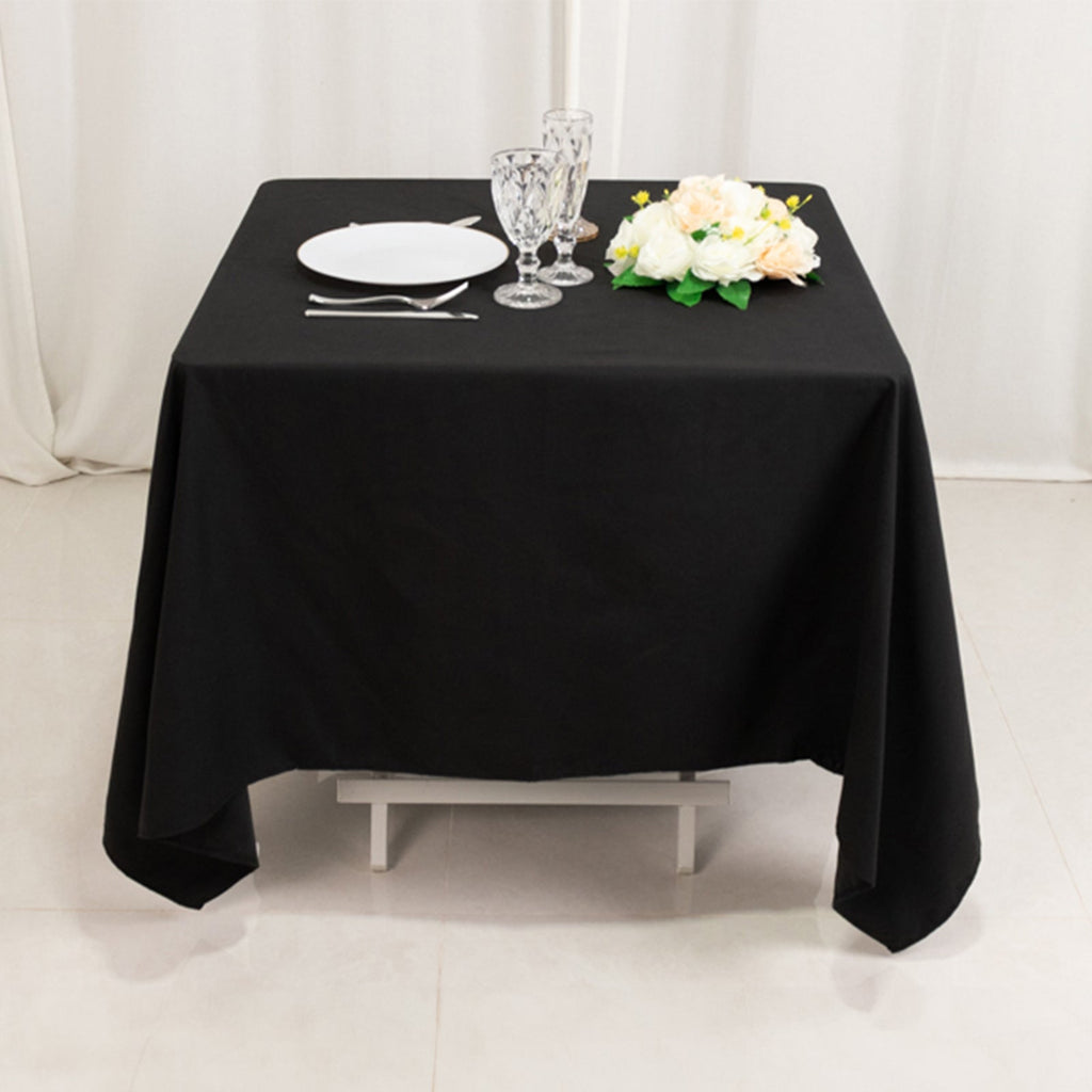 Cotton Blend 70"x70" Square Tablecloth Black - Wrinkle - Resistant Fabric Table Cover - Bell Racket Store