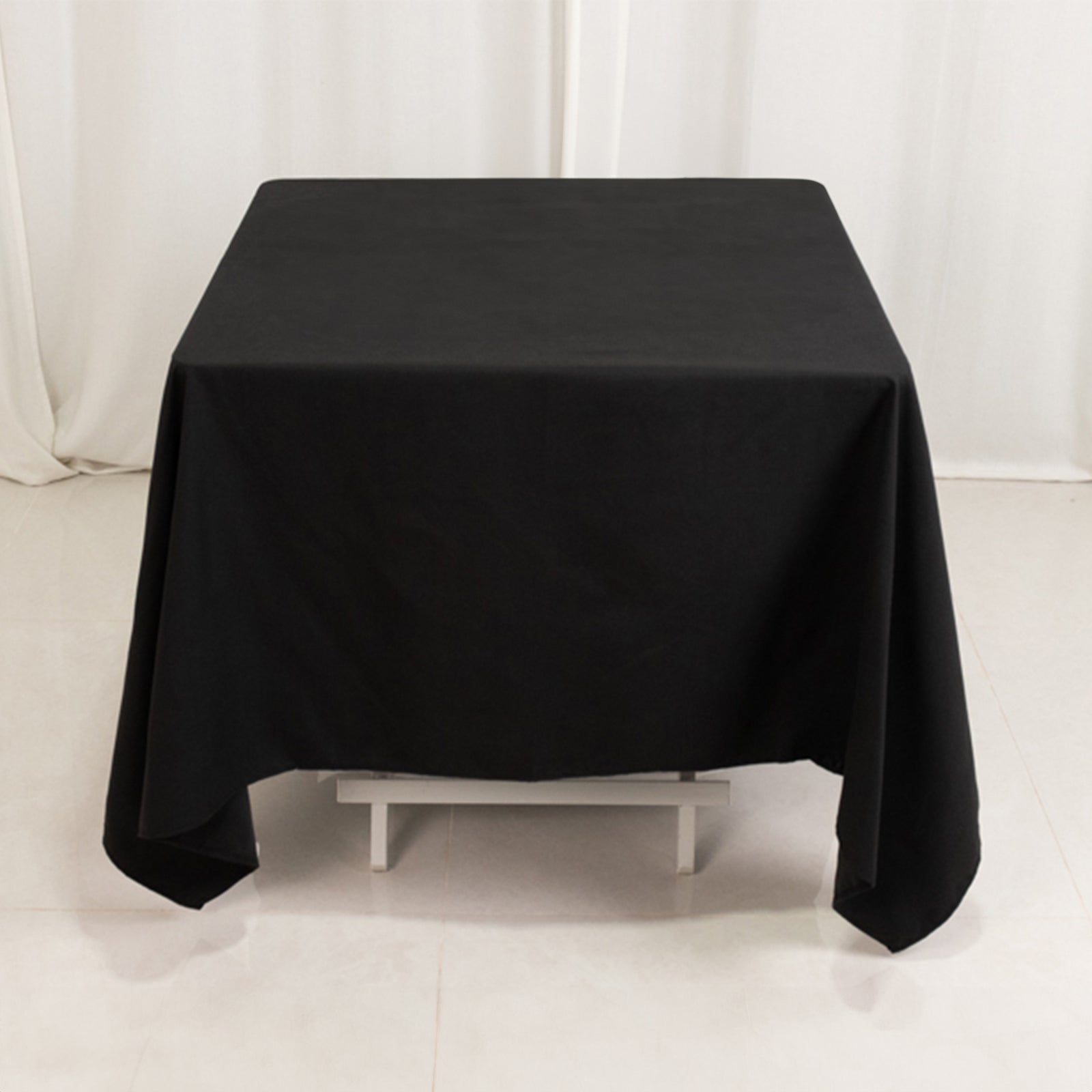 Cotton Blend 70"x70" Square Tablecloth Black - Wrinkle - Resistant Fabric Table Cover - Bell Racket Store