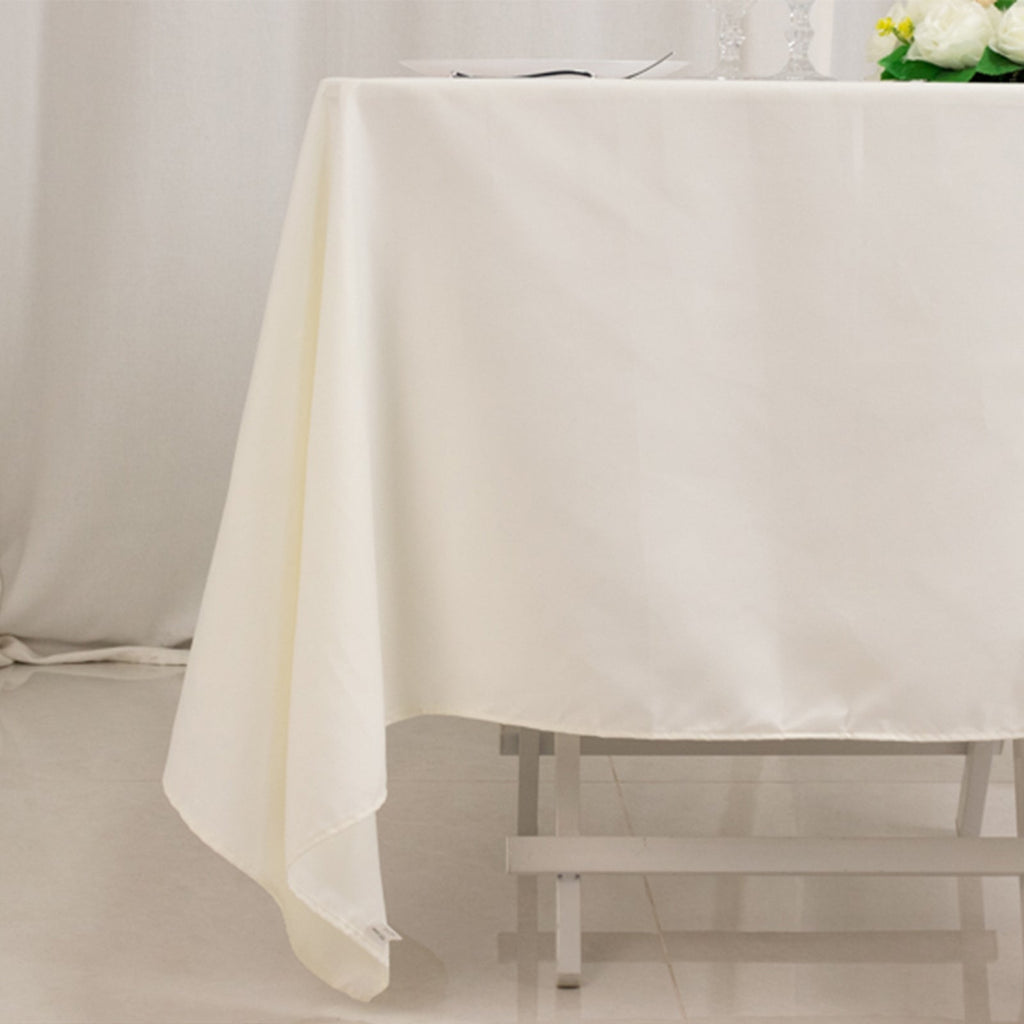 Cotton Blend 70"x70" Square Tablecloth Ivory - Wrinkle - Resistant Fabric Table Cover - Bell Racket Store