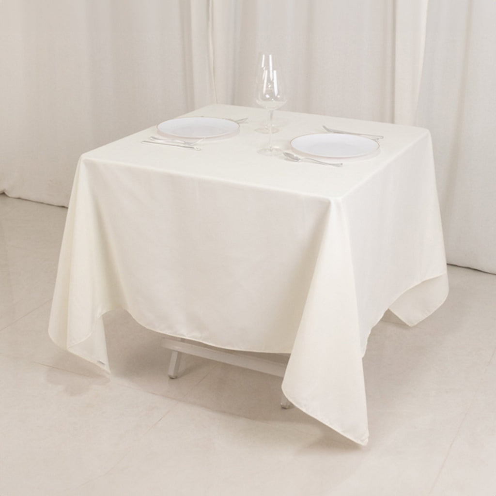 Cotton Blend 70"x70" Square Tablecloth Ivory - Wrinkle - Resistant Fabric Table Cover - Bell Racket Store