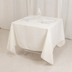 Cotton Blend 70"x70" Square Tablecloth Ivory - Wrinkle - Resistant Fabric Table Cover - Bell Racket Store