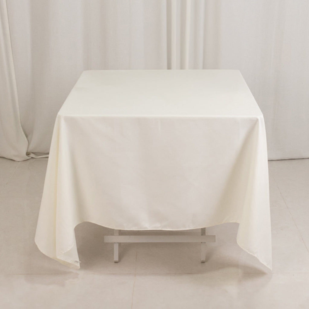 Cotton Blend 70"x70" Square Tablecloth Ivory - Wrinkle - Resistant Fabric Table Cover - Bell Racket Store