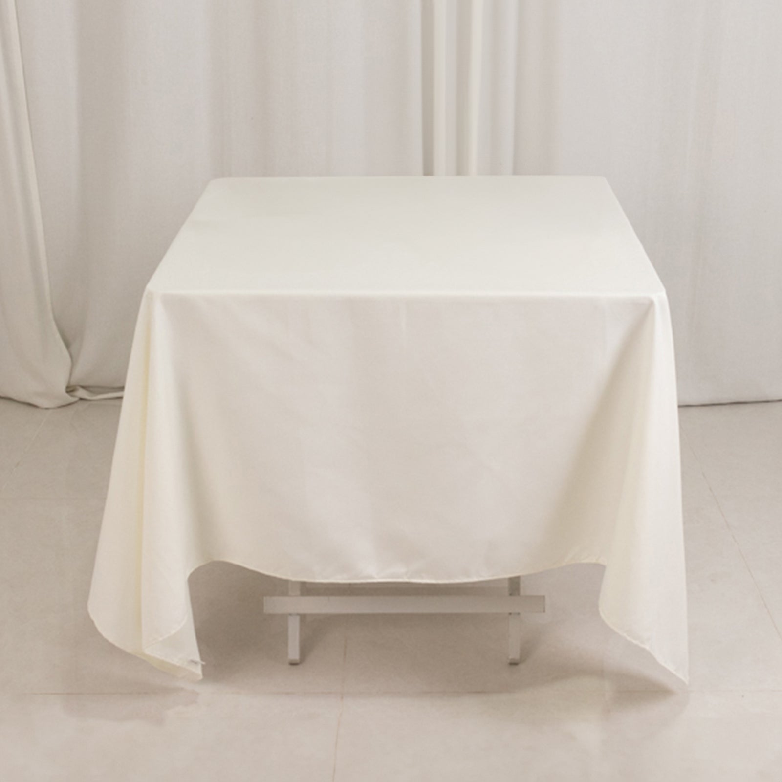 Cotton Blend 70"x70" Square Tablecloth Ivory - Wrinkle - Resistant Fabric Table Cover - Bell Racket Store