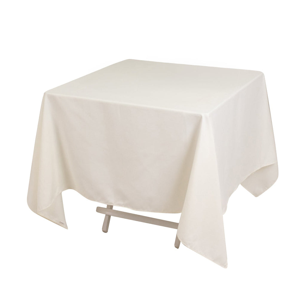 Cotton Blend 70"x70" Square Tablecloth Ivory - Wrinkle - Resistant Fabric Table Cover - Bell Racket Store