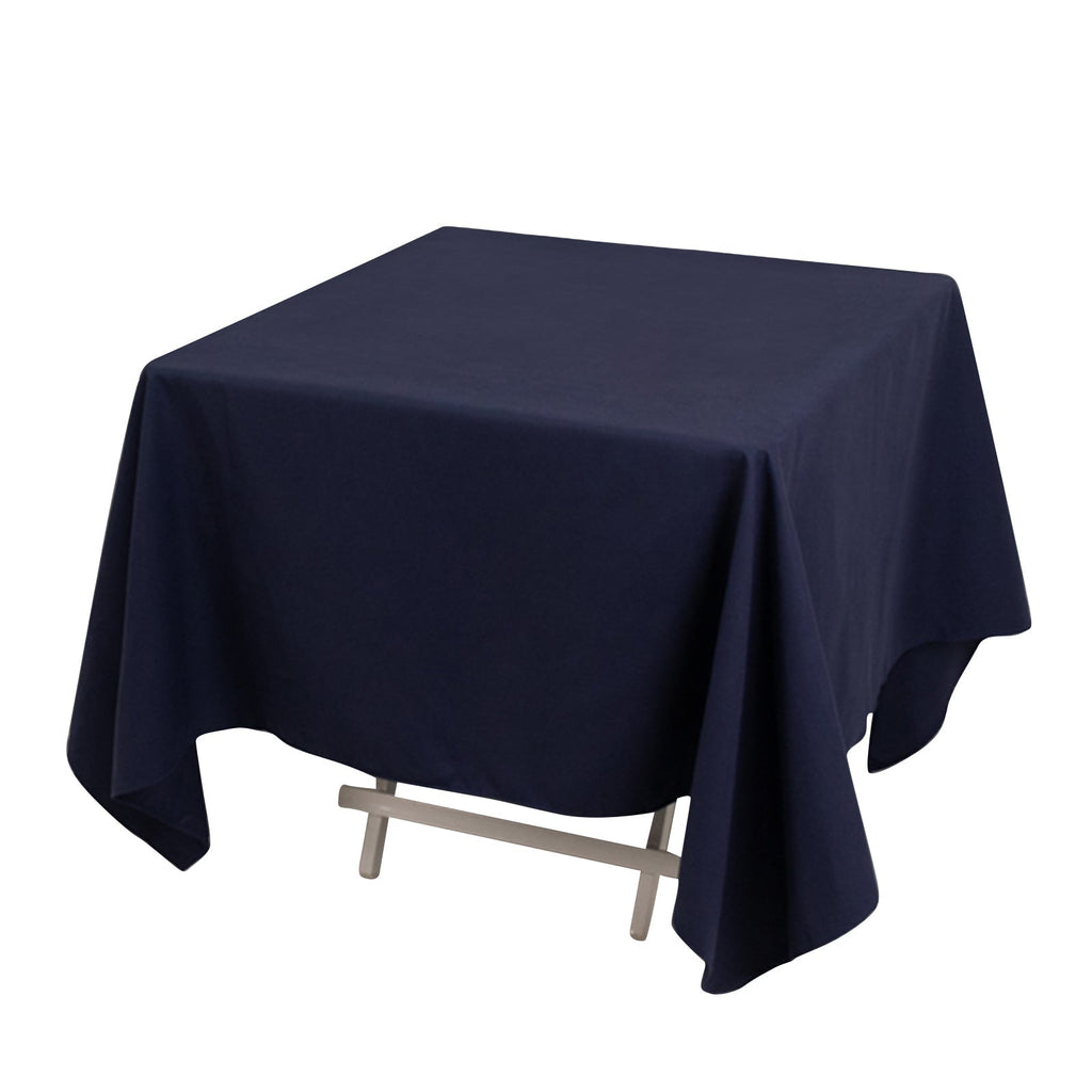 Cotton Blend 70"x70" Square Tablecloth Navy Blue - Wrinkle - Resistant Fabric Table Cover - Bell Racket Store