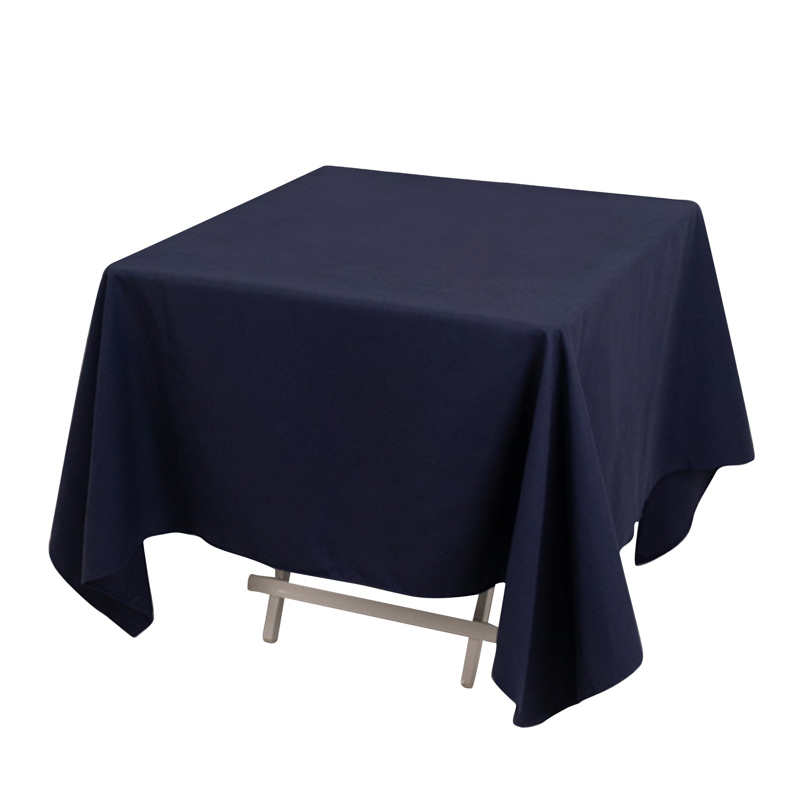 Cotton Blend 70"x70" Square Tablecloth Navy Blue - Wrinkle - Resistant Fabric Table Cover - Bell Racket Store