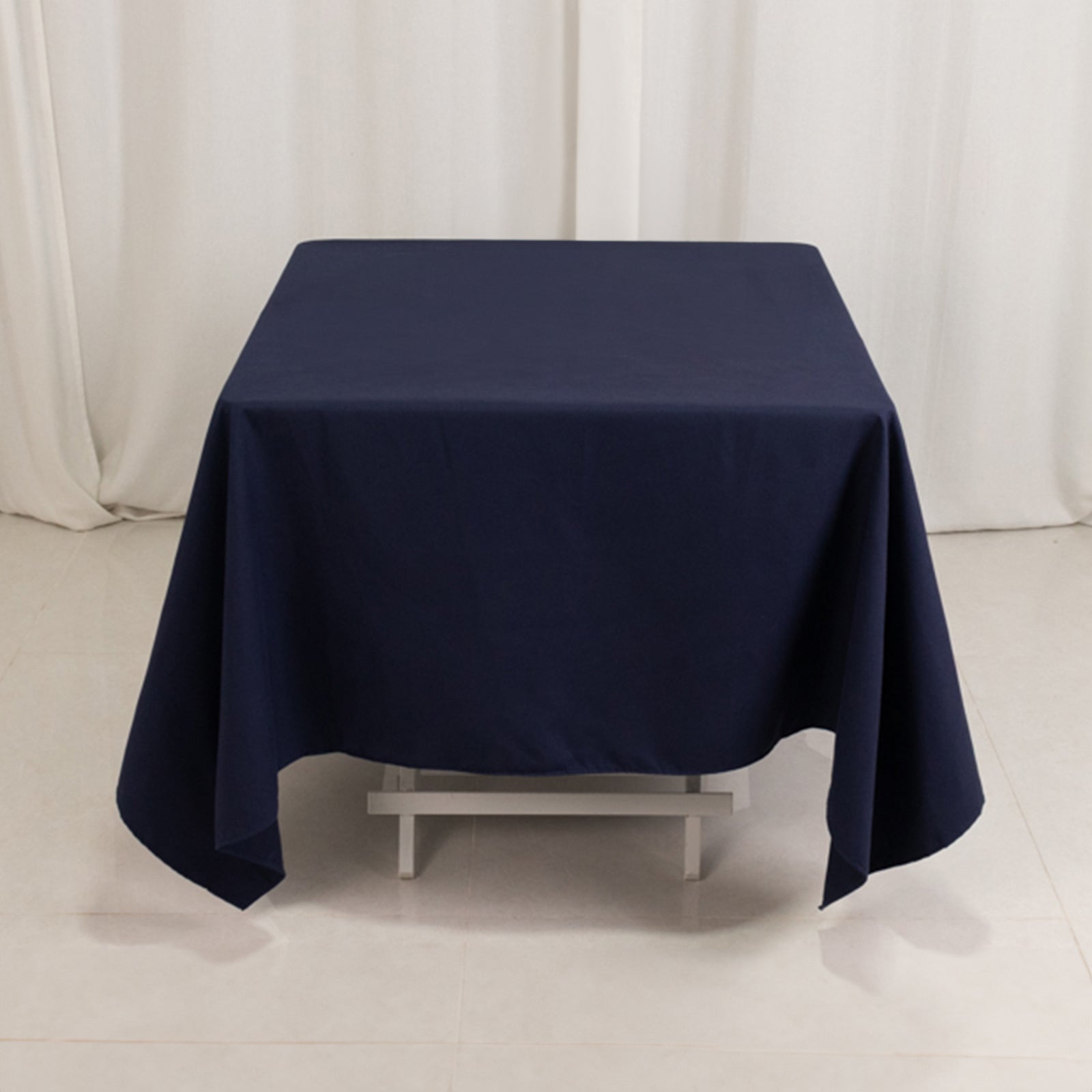 Cotton Blend 70"x70" Square Tablecloth Navy Blue - Wrinkle - Resistant Fabric Table Cover - Bell Racket Store
