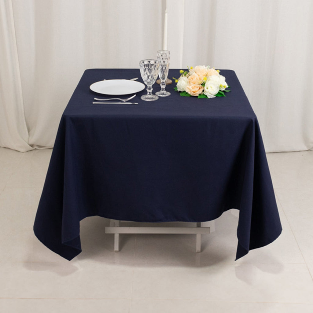 Cotton Blend 70"x70" Square Tablecloth Navy Blue - Wrinkle - Resistant Fabric Table Cover - Bell Racket Store