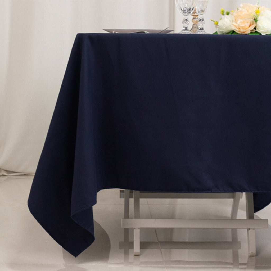 Cotton Blend 70"x70" Square Tablecloth Navy Blue - Wrinkle - Resistant Fabric Table Cover - Bell Racket Store