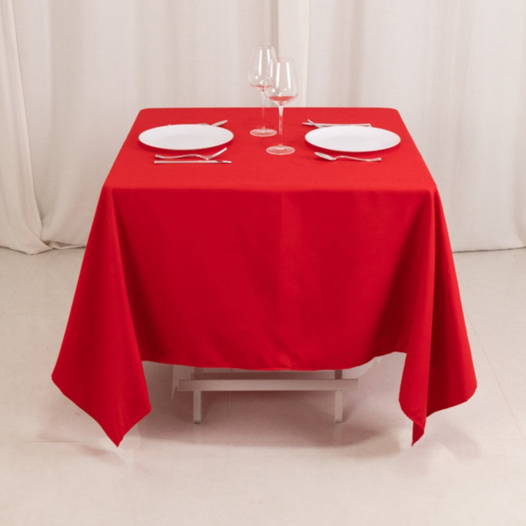 Cotton Blend 70"x70" Square Tablecloth Red - Wrinkle - Resistant Fabric Table Cover - Bell Racket Store