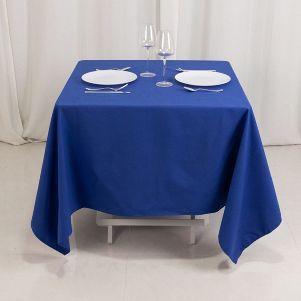 Cotton Blend 70"x70" Square Tablecloth Royal Blue - Wrinkle - Resistant Fabric Table Cover - Bell Racket Store