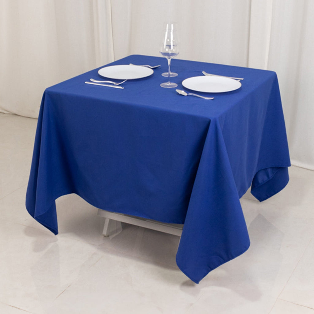 Cotton Blend 70"x70" Square Tablecloth Royal Blue - Wrinkle - Resistant Fabric Table Cover - Bell Racket Store