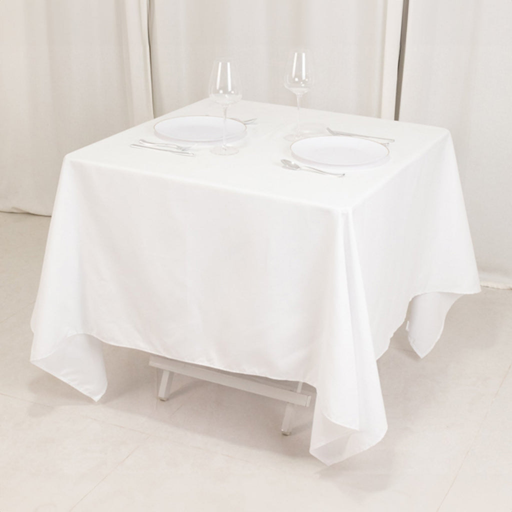 Cotton Blend 70"x70" Square Tablecloth White - Wrinkle - Resistant Fabric for Modern Table Decor - Bell Racket Store