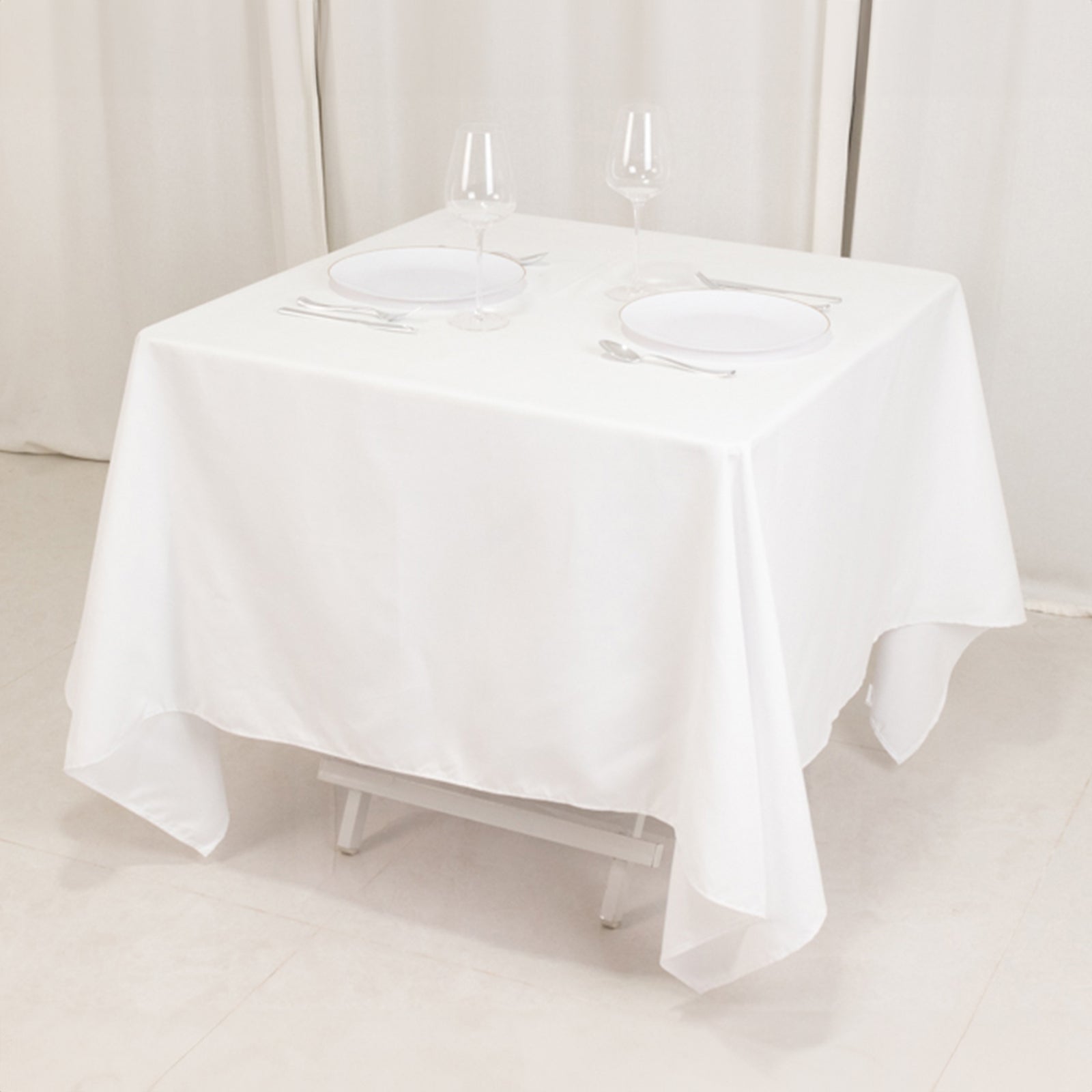 Cotton Blend 70"x70" Square Tablecloth White - Wrinkle - Resistant Fabric for Modern Table Decor - Bell Racket Store