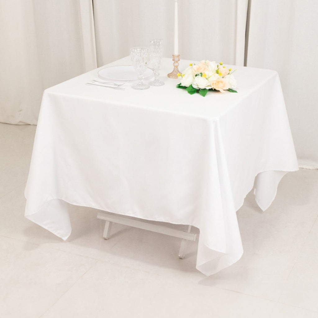 Cotton Blend 70"x70" Square Tablecloth White - Wrinkle - Resistant Fabric for Modern Table Decor - Bell Racket Store