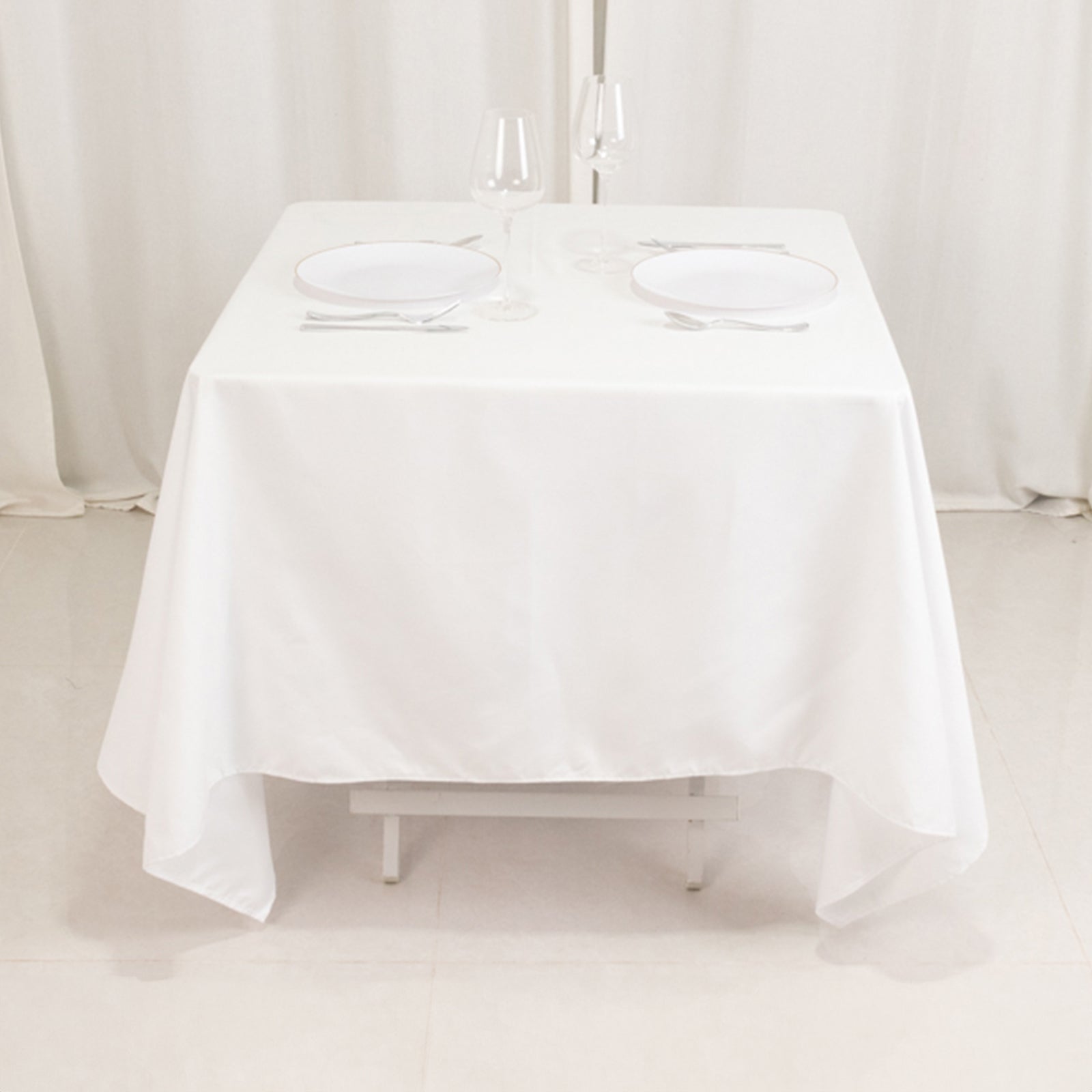 Cotton Blend 70"x70" Square Tablecloth White - Wrinkle - Resistant Fabric for Modern Table Decor - Bell Racket Store