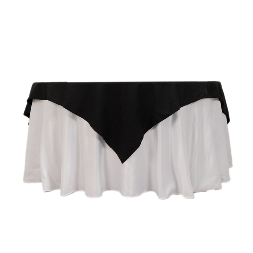 Cotton Blend 70"x70" Table Overlay Square Tablecloth Black - Wrinkle - Resistant Fabric Table Topper - Bell Racket Store