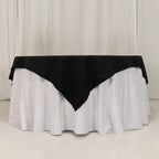 Cotton Blend 70"x70" Table Overlay Square Tablecloth Black - Wrinkle - Resistant Fabric Table Topper - Bell Racket Store