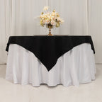 Cotton Blend 70"x70" Table Overlay Square Tablecloth Black - Wrinkle - Resistant Fabric Table Topper - Bell Racket Store