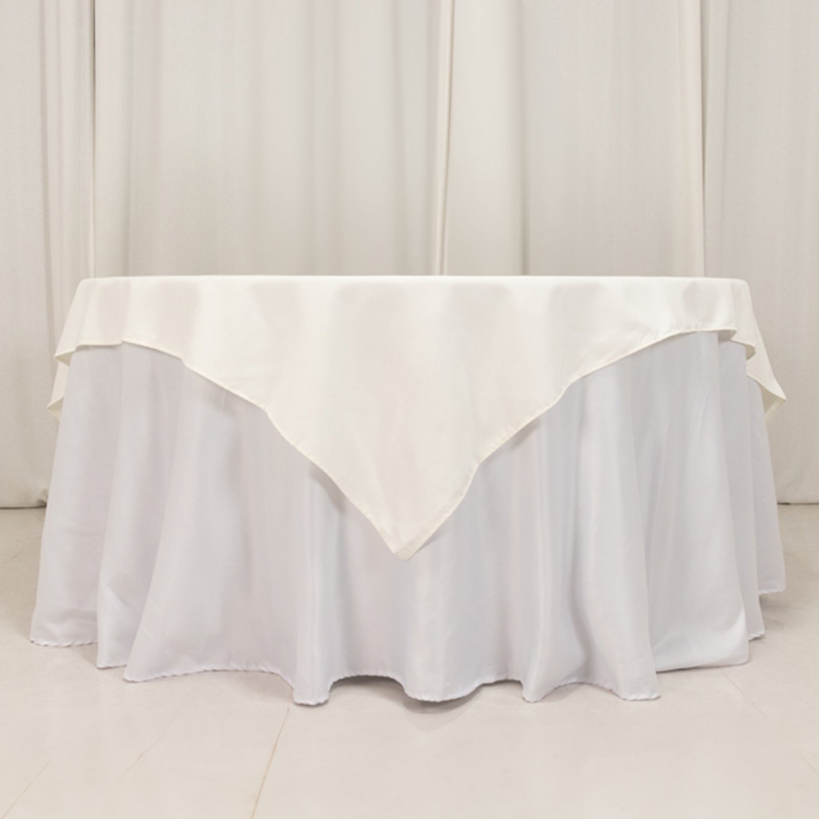 Cotton Blend 70"x70" Table Overlay Square Tablecloth Ivory - Wrinkle - Resistant Fabric Table Topper - Bell Racket Store