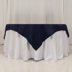 Cotton Blend 70"x70" Table Overlay Square Tablecloth Navy Blue - Wrinkle - Resistant Fabric Table Topper - Bell Racket Store