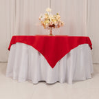 Cotton Blend 70"x70" Table Overlay Square Tablecloth Red - Wrinkle - Resistant Fabric Table Topper - Bell Racket Store