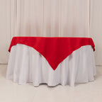 Cotton Blend 70"x70" Table Overlay Square Tablecloth Red - Wrinkle - Resistant Fabric Table Topper - Bell Racket Store