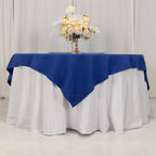 Cotton Blend 70"x70" Table Overlay Square Tablecloth Royal Blue - Wrinkle - Resistant Fabric Table Topper - Bell Racket Store