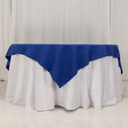 Cotton Blend 70"x70" Table Overlay Square Tablecloth Royal Blue - Wrinkle - Resistant Fabric Table Topper - Bell Racket Store