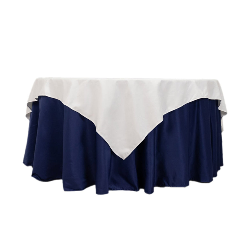 Cotton Blend 70"x70" Table Overlay Square Tablecloth White - Wrinkle - Resistant Fabric for Modern Table Decor - Bell Racket Store