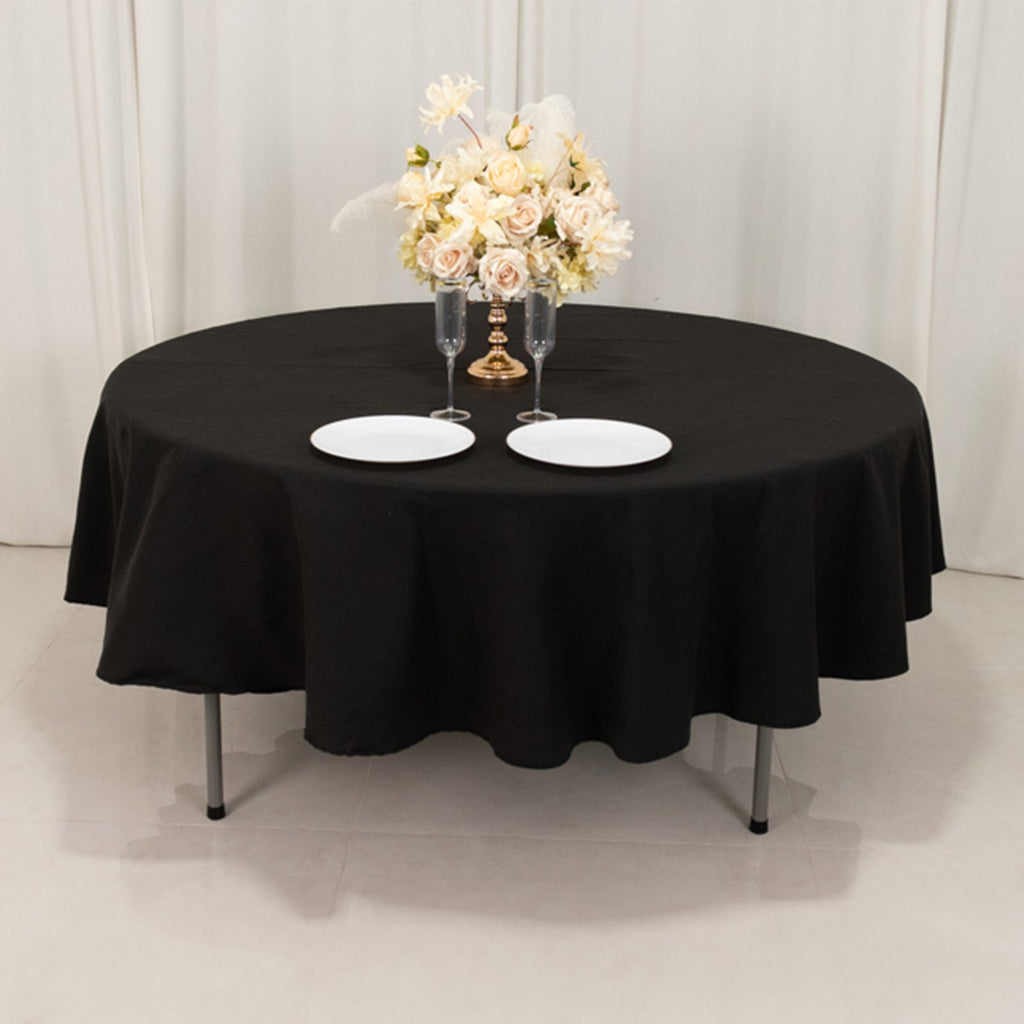 Cotton Blend 90" Round Tablecloth Black - Wrinkle - Resistant Table Cover - Bell Racket Store