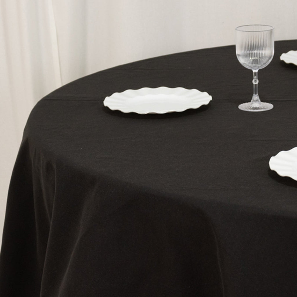 Cotton Blend 90" Round Tablecloth Black - Wrinkle - Resistant Table Cover - Bell Racket Store