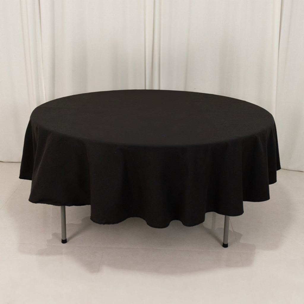 Cotton Blend 90" Round Tablecloth Black - Wrinkle - Resistant Table Cover - Bell Racket Store